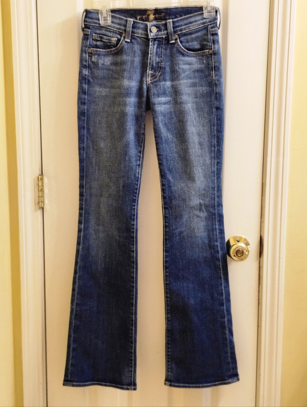 7 For All Mankind Bootcut Jeans Size 26 Blue Denim Low Rise Signature Squiggle